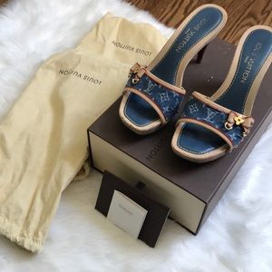 Luis Vuitton Jean Monogram wood heels 6.5